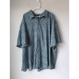 UNTUCKit Men 4XLT Button Down Performance Shirt Stretch Blue Abstract Print